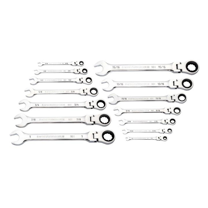 GEARWRENCH - 14 PIECE 90-TOOTH 12 POINT FLEX HEAD RATCHETING COMBINATION SAE WRENCH SET - 86759