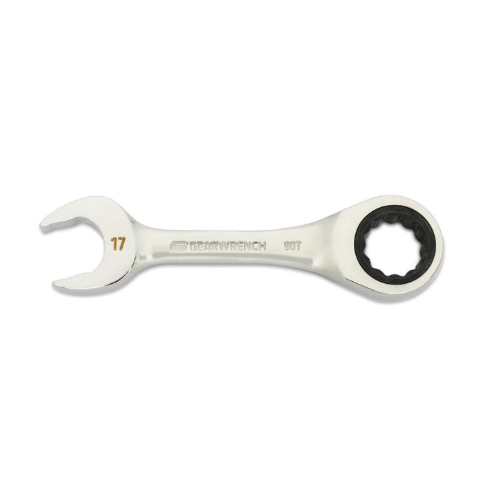 GEARWRENCH - 17MM 90-TOOTH 12 POINT STUBBY COMBINATION RATCHETING WRENCH - 86847