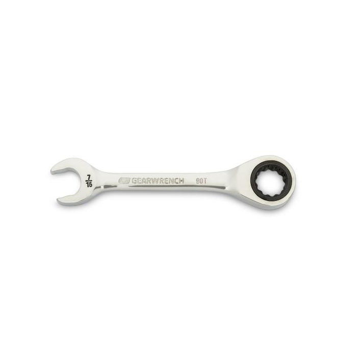 GEARWRENCH - 7/16" 90-TOOTH 12 POINT STUBBY COMBINATION RATCHETING WRENCH - 86852