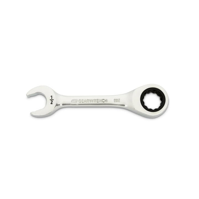 GEARWRENCH - 1/2" 90-TOOTH 12 POINT STUBBY COMBINATION RATCHETING WRENCH - 86853
