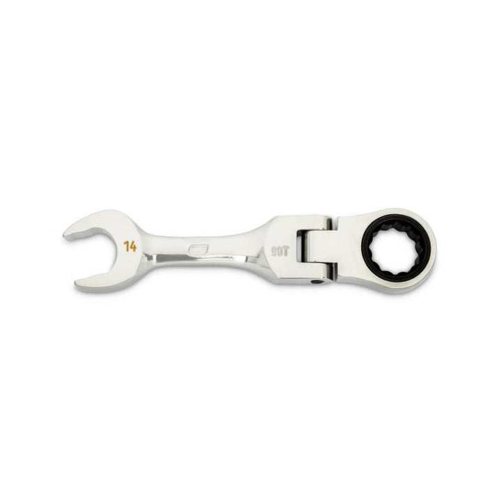 GEARWRENCH - 14MM 90-TOOTH 12 POINT STUBBY FLEX COMBINATION RATCHETING WRENCH - 86864