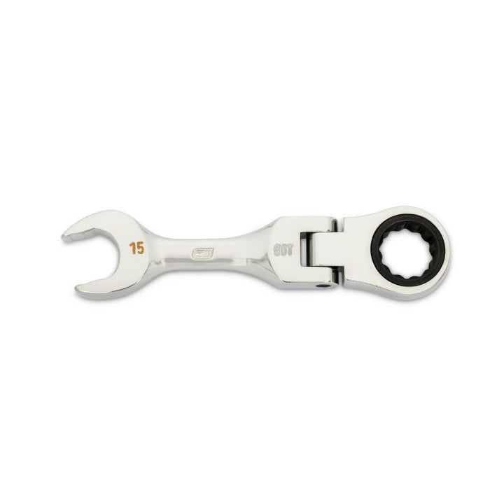GEARWRENCH - 15MM 90-TOOTH 12 POINT STUBBY FLEX COMBINATION RATCHETING WRENCH - 86865