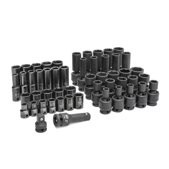 GEARWRENCH - 51 PIECE 3/8" DRIVE 6 POINT METRIC STANDARD AND DEEP IMPACT SOCKET SET - 89092