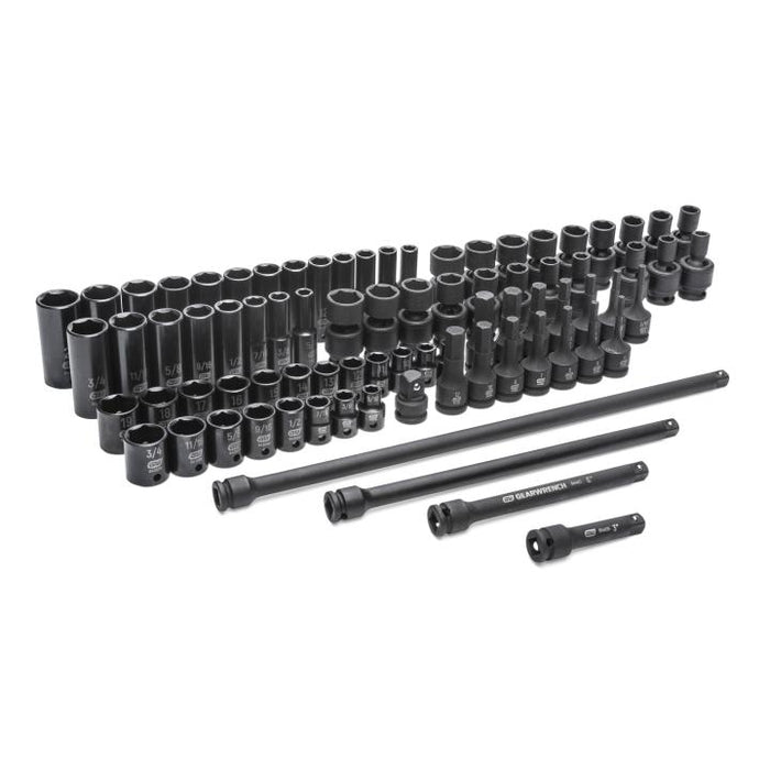 GEARWRENCH - 80 PIECE 3/8" DRIVE 6 POINT SAE/METRIC STANDARD & DEEP MASTER IMPACT SOCKET SET - 89093