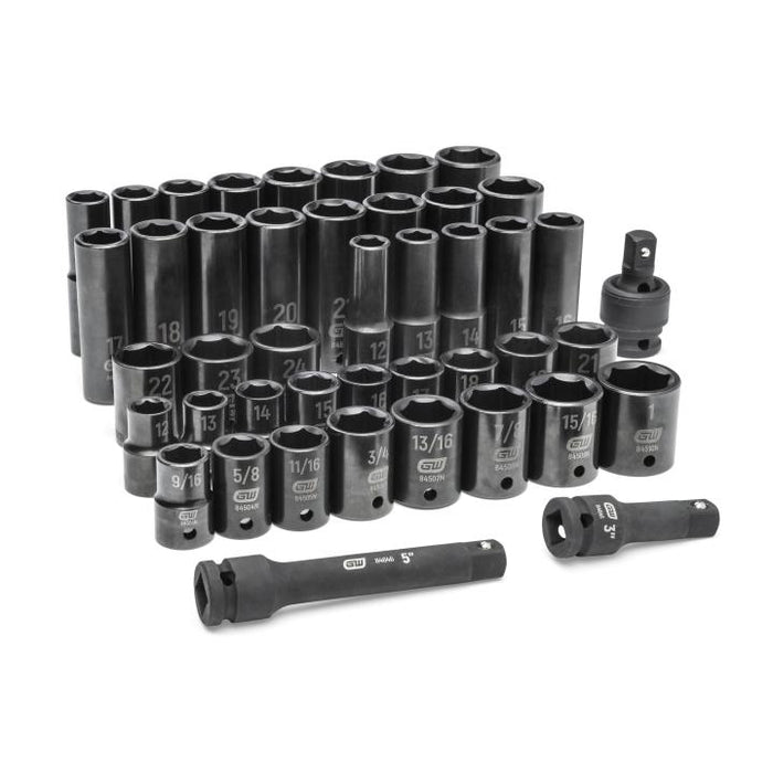 GEARWRENCH - 44 PIECE 1/2" DRIVE 6 POINT STANDARD/DEEP SAE/METRIC IMPACT SOCKET SET - 89094