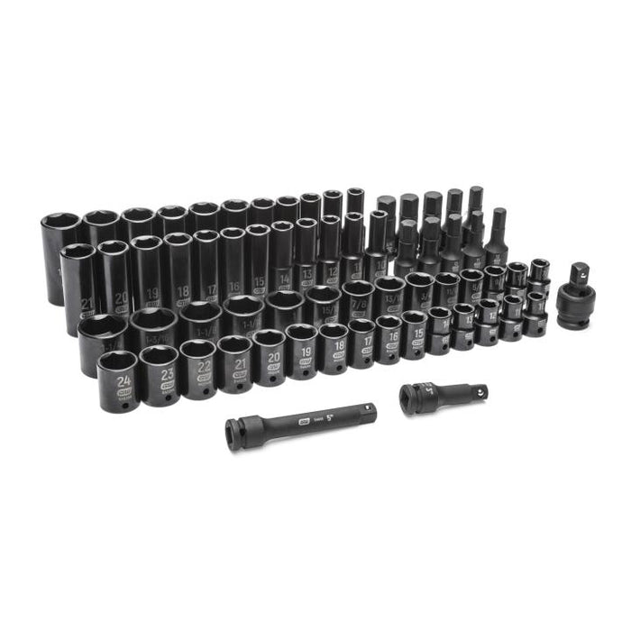 GEARWRENCH - 65 PIECE 1/2" DRIVE 6 POINT SAE/METRIC STANDARD & DEEP MASTER IMPACT SOCKET SET - 89095