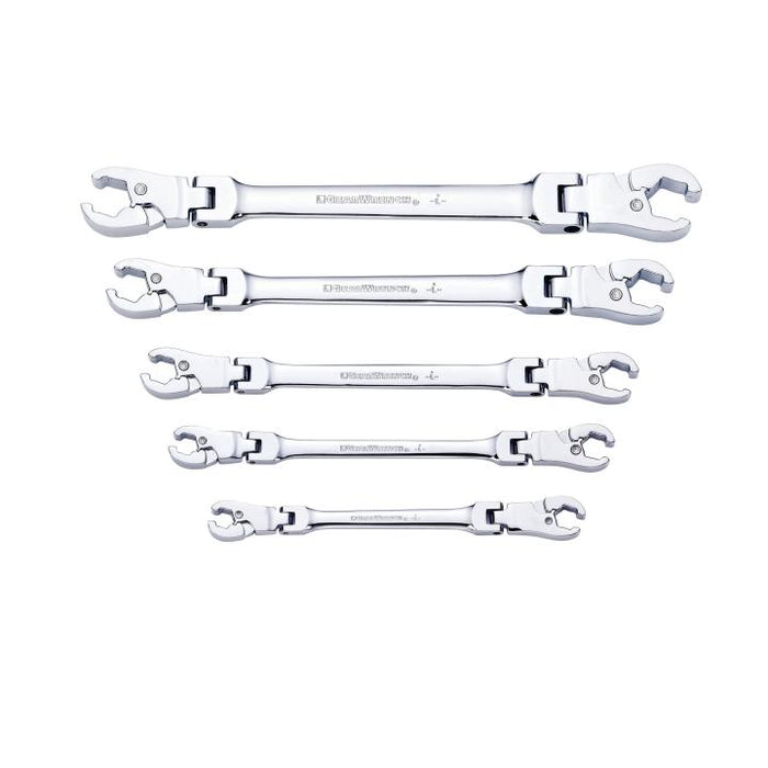 GEARWRENCH - 5 PIECE RATCHETING FLEX HEAD FLARE NUT SAE WRENCH SET - 89100