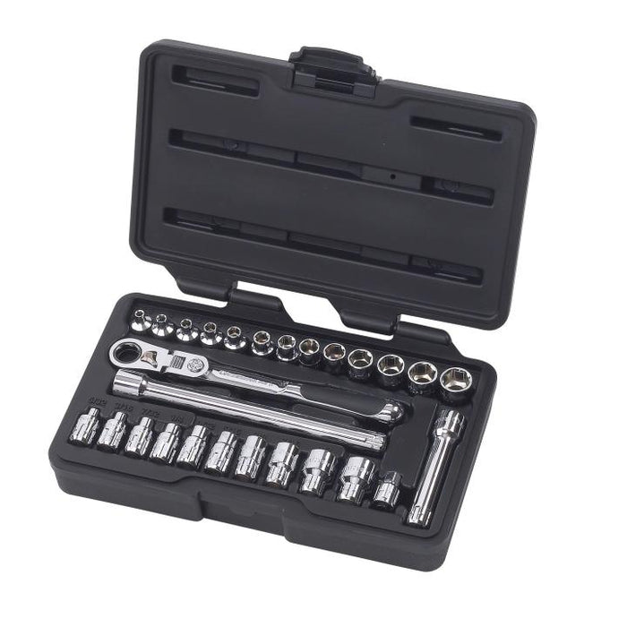 GEARWRENCH - 27 PIECE 1/4" DRIVE PASS-THRU™ 6 POINT STANDARD SAE/METRIC MECHANICS TOOL SET - 891427