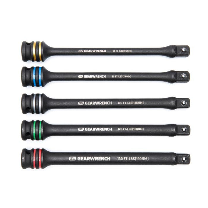 GEARWRENCH - 5 PIECE 1/2" DRIVE TORQUE LIMITING IMPACT EXTENSION BAR SET - 89650