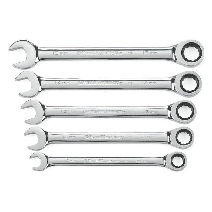 GEARWRENCH - 5 PIECE 72-TOOTH 12 POINT RATCHETING COMBINATION METRIC WRENCH SET - 93004D