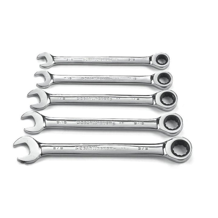 GEARWRENCH - 5 PIECE 72-TOOTH 12 POINT RATCHETING COMBINATION SAE WRENCH SET - 93005