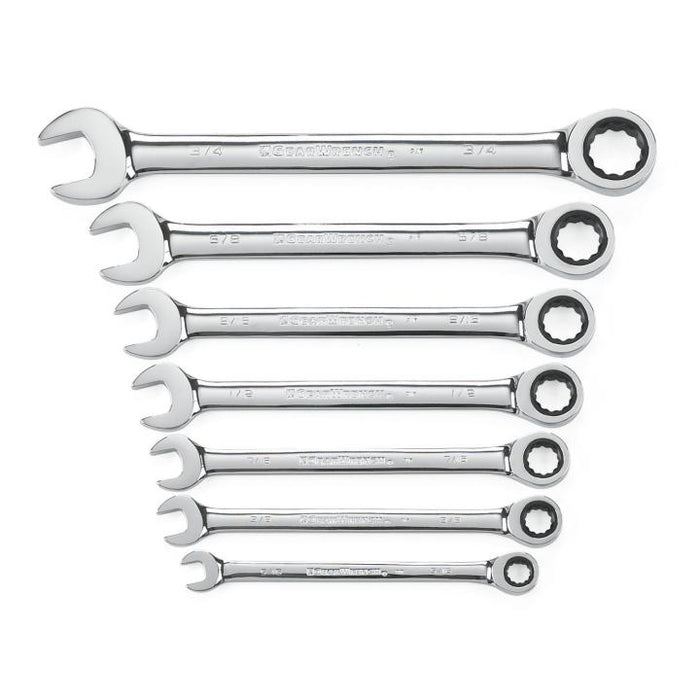 GEARWRENCH - 7 PIECE 72-TOOTH 12 POINT RATCHETING COMBINATION SAE WRENCH SET - 9317