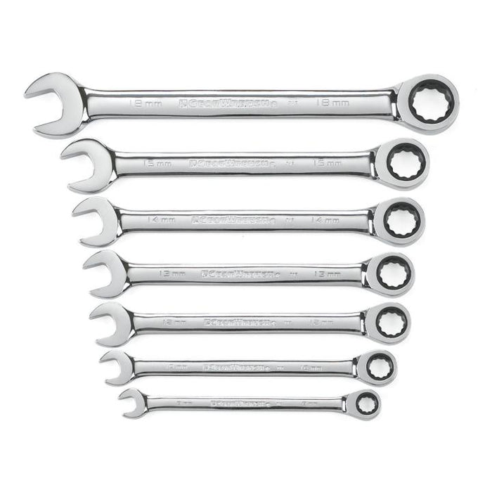 GEARWRENCH - 7 PIECE 72-TOOTH 12 POINT RATCHETING COMBINATION METRIC WRENCH SET - 9417