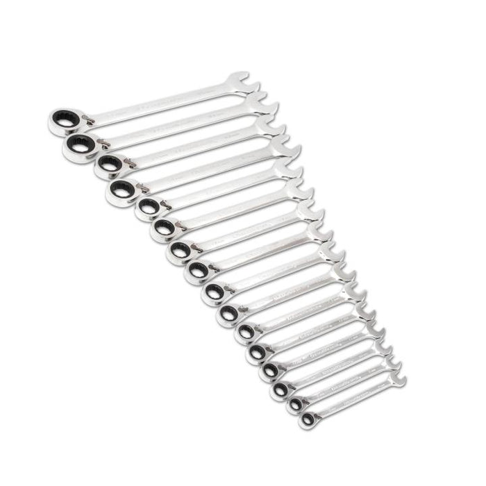 GEARWRENCH - 16 PIECE 72-TOOTH 12 POINT REVERSIBLE RATCHETING COMBINATION METRIC WRENCH SET - 9602N