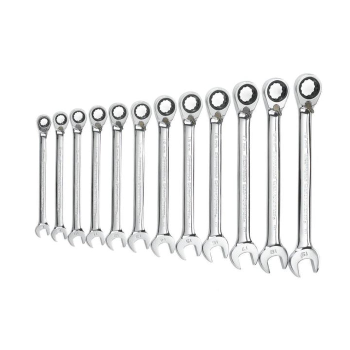 GEARWRENCH - 12 PIECE 72-TOOTH 12 POINT REVERSIBLE RATCHETING COMBINATION METRIC WRENCH SET - 9620N