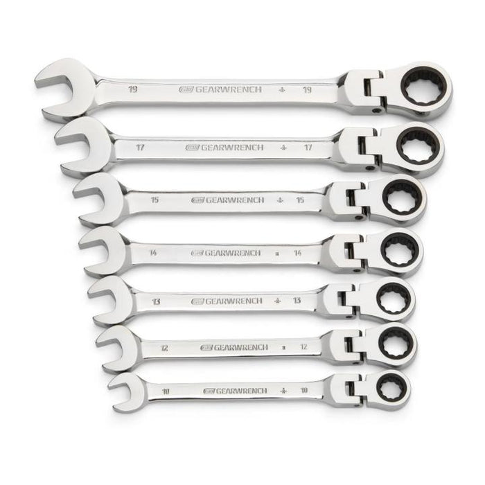 GEARWRENCH - 7 PIECE 72-TOOTH 12 POINT FLEX HEAD RATCHETING COMBINATION METRIC WRENCH SET - 9900D