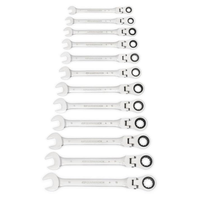 GEARWRENCH - 12 PIECE 72-TOOTH 12 POINT FLEX HEAD RATCHETING COMBINATION METRIC WRENCH SET - 9901D