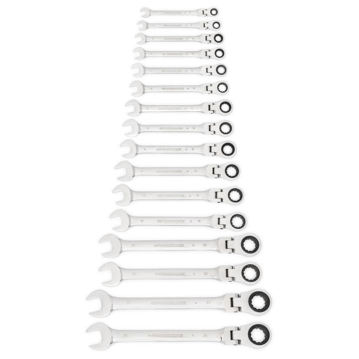 GEARWRENCH - 16 PIECE 72-TOOTH 12 POINT FLEX HEAD RATCHETING COMBINATION METRIC WRENCH SET - 9902D