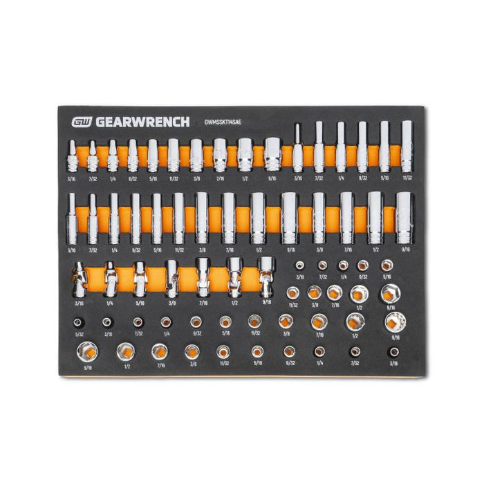 GEARWRENCH - 68 PIECE 1/4” DRIVE MASTER SAE SOCKET SET IN FOAM STORAGE TRAY - GWMSSKT14SAE