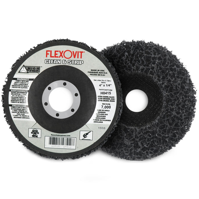 FLEXOVIT -  4" X 5/8" X 1/4" TYPE 1  EXTRA COARSE BLACK SILICON CARBIDE NON-WOVEN CLEAN&PREP DISC - H0415