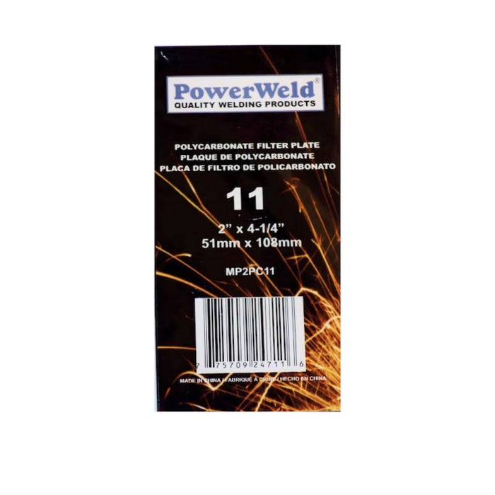 Powerweld Polycarbonate Filter Plate - MP2PC11 - 2" x 4-1/4" - Shade #11