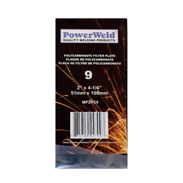 Powerweld Polycarbonate Filter Plate - MP2PC9 - 2" x 4-1/4" - Shade #9