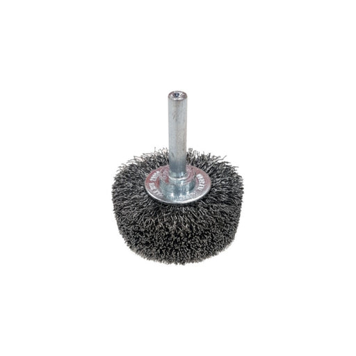 MOUNTED CRIMPED WIRE BRUSH - MILD-STEEL - 1-3/8" x 1/4" SHANK - 20,000 rpm