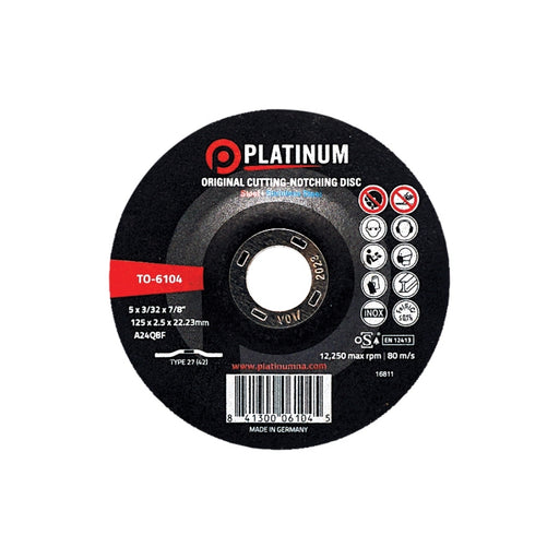 Platinum Original Cutting-Notching Disc - Type 27 - Steel/Ss - A24QBF - 6" X 1/8" X 7/8" - 10,200 Rpm