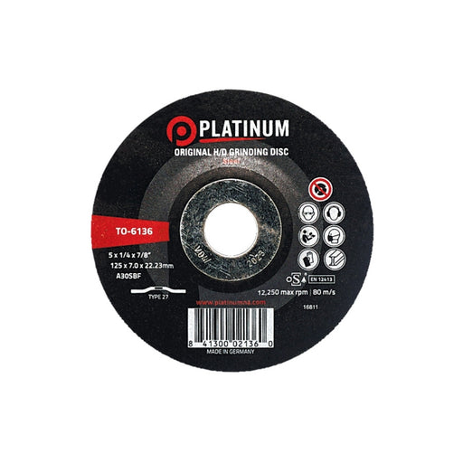 Platinum Original H/D Grinding Disc - Type 27 - Steel - 5" x 1/4" x 7/8"