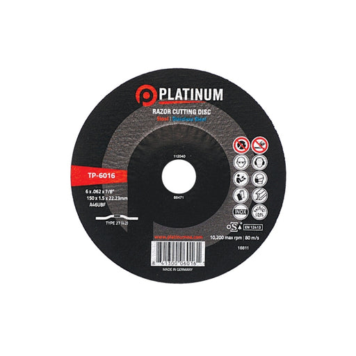 Platinum Razor Cutting Discs - A46UBF - Steel/SS - Type 27 - 5" x .045" x 7/8"