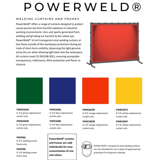 PowerWeld Welding Curtains - Yellow 6' x 6'