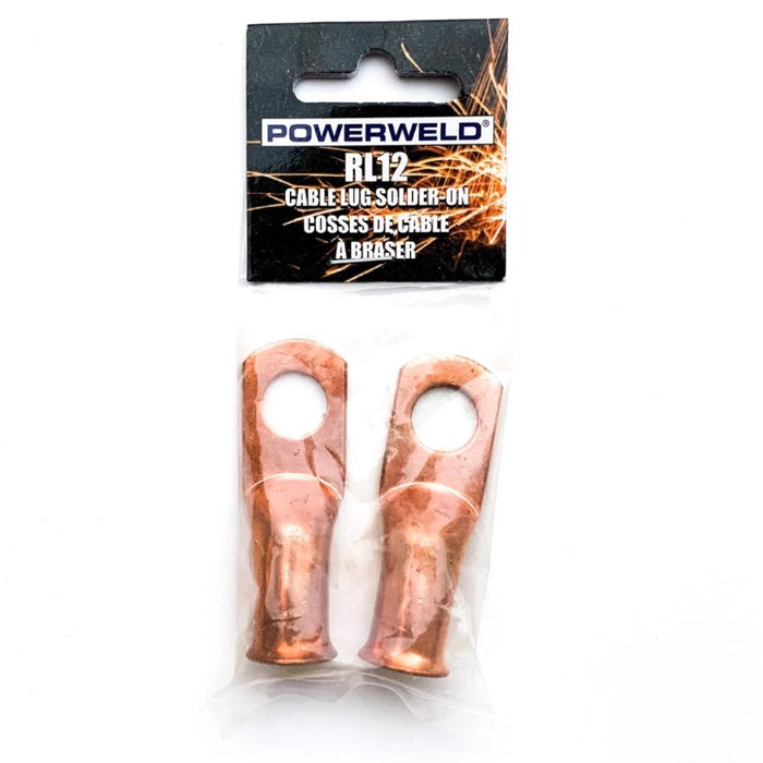 PowerWeld Solder/Crimp Cable Lugs (Pack of 2) - RL12 - #6 to #1