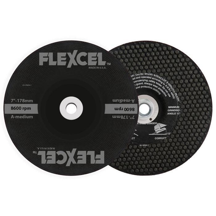 FLEXOVIT - 7" X 1/8" X 5/8" - 11 FLEXCEL™ 24- GRIT ALUMINUM OXIDE GRAIN REINFORCED TYPE 29 SPIN-ON SEMI-FLEXIBLE GRINDING WHEEL - S7700H