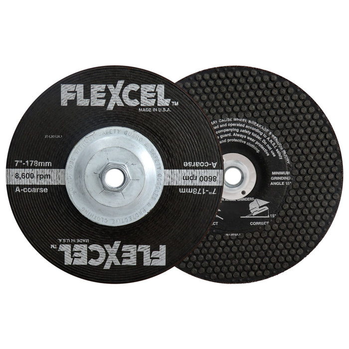 FLEXOVIT - 7" X 1/8" X 5/8" - 11 FLEXCEL™ 12- GRIT ALUMINUM OXIDE GRAIN REINFORCED TYPE 27 SPIN-ON SEMI-FLEXIBLE GRINDING WHEEL - S7880H