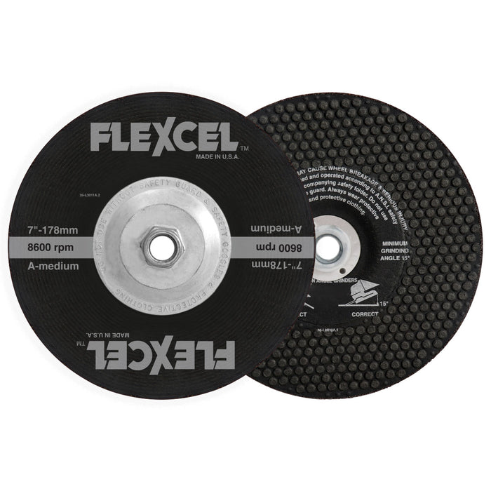 FLEXOVIT - 7" X 1/8" X 5/8" - 11 FLEXCEL™ 24- GRIT ALUMINUM OXIDE GRAIN REINFORCED TYPE 27 SPIN-ON SEMI-FLEXIBLE GRINDING WHEEL - S7900H
