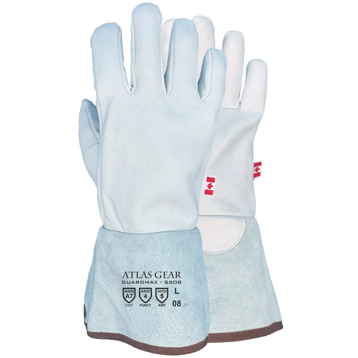 ATLAS WORKWEAR - S808 GUARDMAX LEATHER GAUNTLET UTILITY GLOVES [SUMMER] [M] - S808M