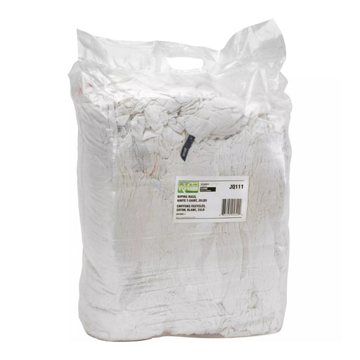 RMP Recycled Material Wiping Rags, Cotton, White, 25 lbs