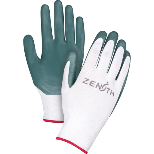 Zenith Premium Comfort Coated Gloves, 9/Large, Nitrile Coating, 13 Gauge, Polyester Shell