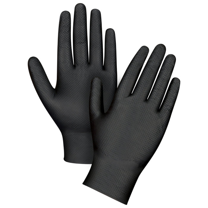 Zenith Safety Heavyweight Tactile Grip Examination Gloves, Large, Nitrile, 8-mil, Powder-Free, Black (Pack of 50)