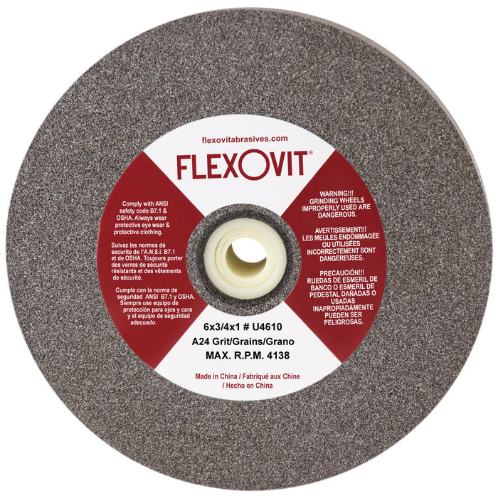 FLEXOVIT - 6X3/4X1 T-1 A24 BENCH GRINDER WHEEL - U4610