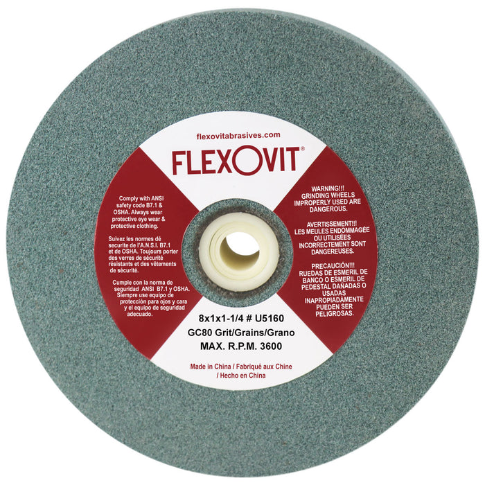 FLEXOVIT - 8X1X1-1/4 T-1 GC80 BENCH GRINDER WHEEL - U5160