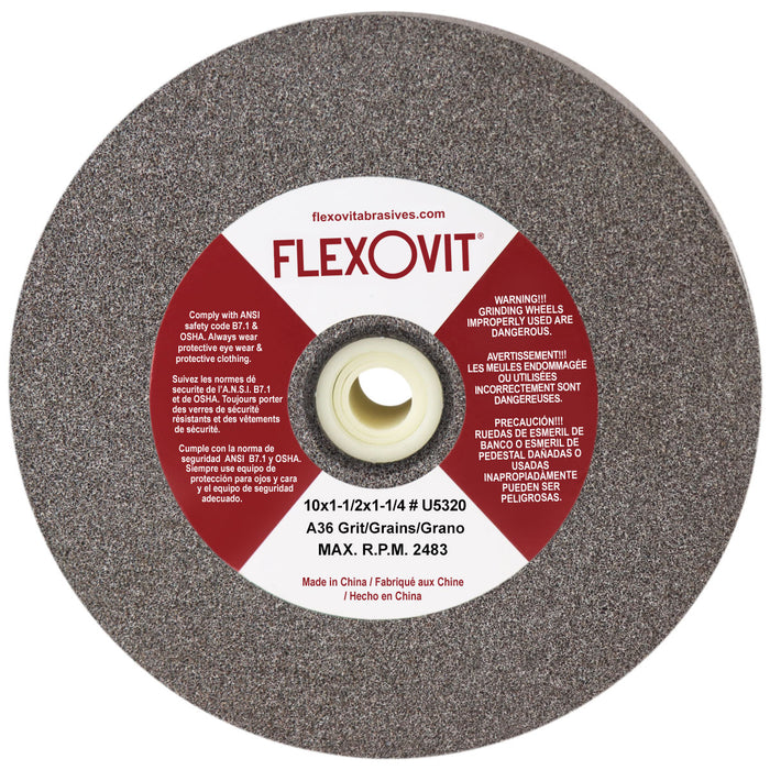 FLEXOVIT - 10X1-1/2X1-1/4 T-1 A36 BENCH GRINDER WHEEL - U5320