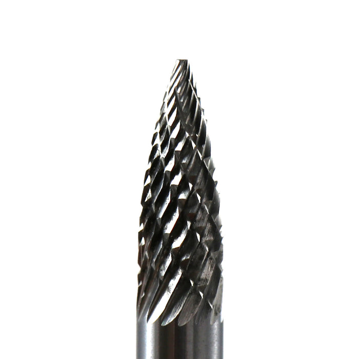 FLEXOVIT - 1/4X5/8X1/4SH SG-1 POINTED TREE CARBIDE BUR DOUBLE CUT - VG15M2