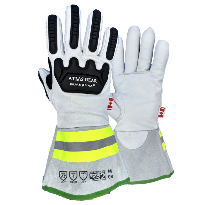 ATLAS WORKWEAR - GUARDMAX S802 LEATHER GUANTLET IMPACT GLOVES [SUMMER] [M] - S802M