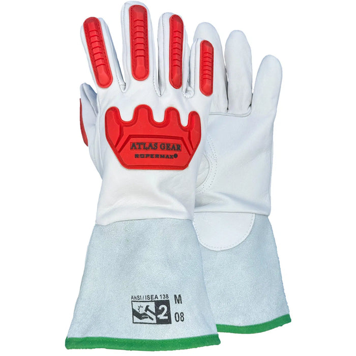 ATLAS WORKWEAR - W804 ROPERMAX LEATHER GAUNTLET IMPACT GLOVES [WINTER] [2XL] - W8042XL