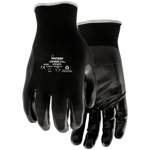 Watson 390 Stealth Original, Hard-Wearing Nitrile Coating, Lightly Textured Finish, Nylon Seamless Knit Shell, Black - 390M - Medium