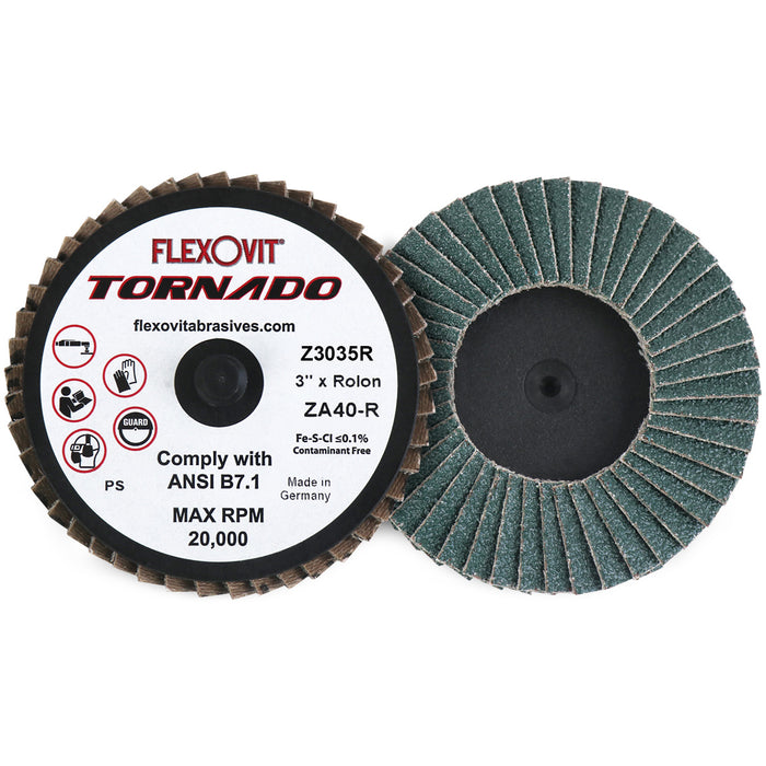 FLEXOVIT - TORNADO® 3" ROLON TYPE R ZA60-R QUICK CHANGE FLAP DISC - Z3035R