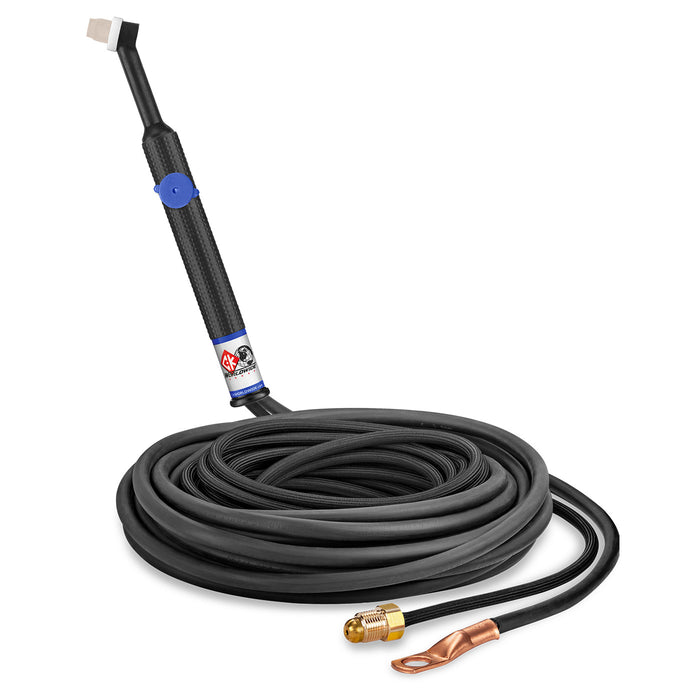 CK WORLDWIDE - 80 AMP RIGID HEAD TIG TORCH WITH VALVE, GAS-COOLED, 25' SUPERFLEX CABLES - CK24V-25-2SF RG