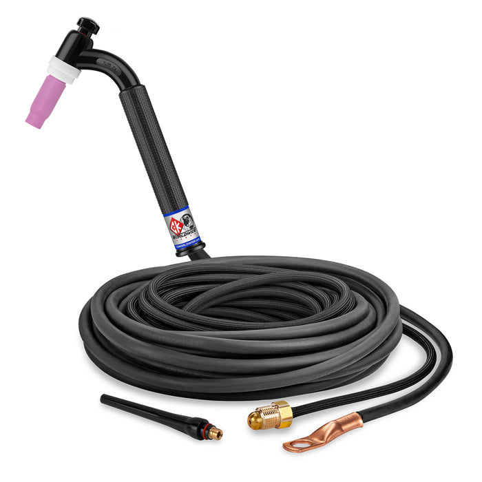 CK WORLDWIDE - 200 AMP FLEX HEAD TIG TORCH, GAS-COOLED, 25' SUPERFLEX CABLES, TRIM LINE - TL26-25-2SF FX