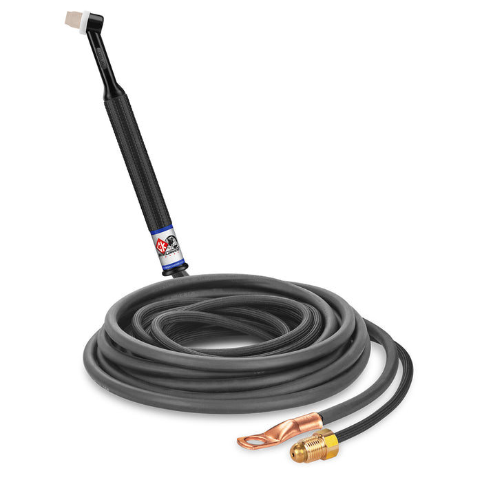 CK WORLDWIDE - 80 AMP RIGID HEAD TIG TORCH, GAS-COOLED, 12.5' SUPERFLEX CABLES - CK24-12-2SF RG